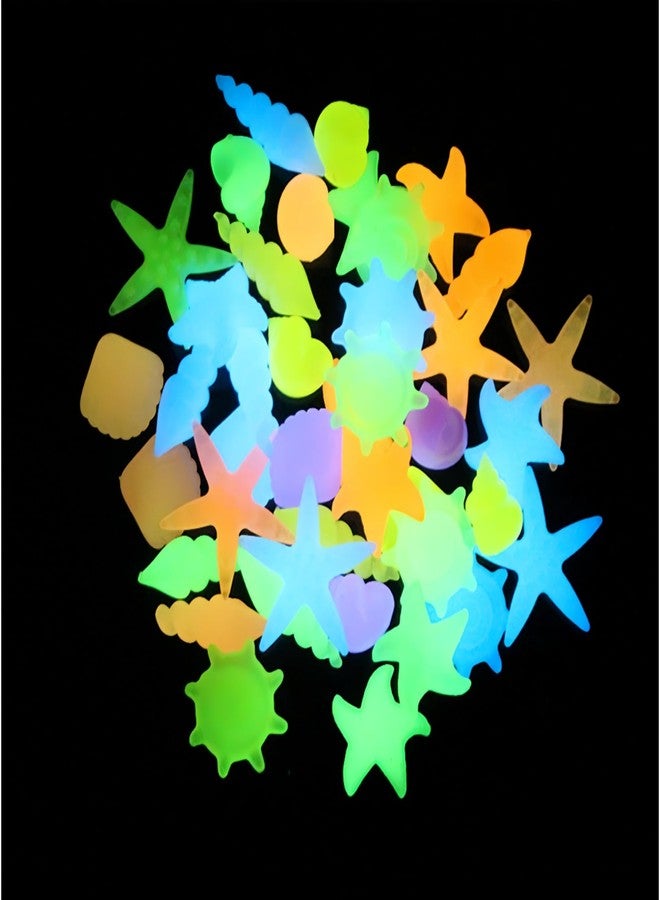 SUSOYAOCHEN 50PCS Luminous Stone, Glow in The Dark Conch Starfish,Glowing Rocks Fish Tank for Swimming Pool Aquarium Plant Pots Bonsai Walkway Driveway Garden Decoration - Image 2